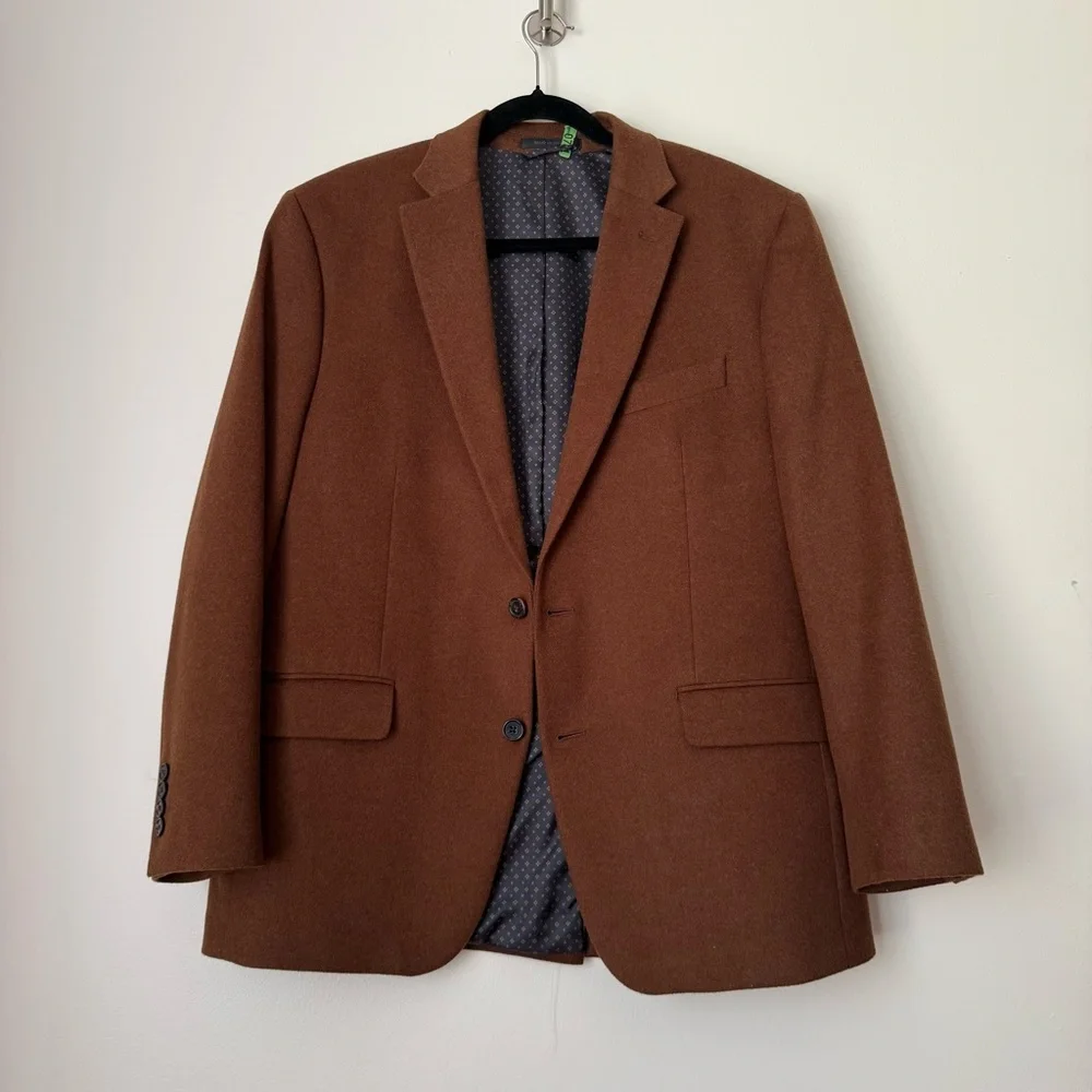 Ralph Lauren Wool Silk Cashmere Blend Blazer Jacket Coat Camel 42R